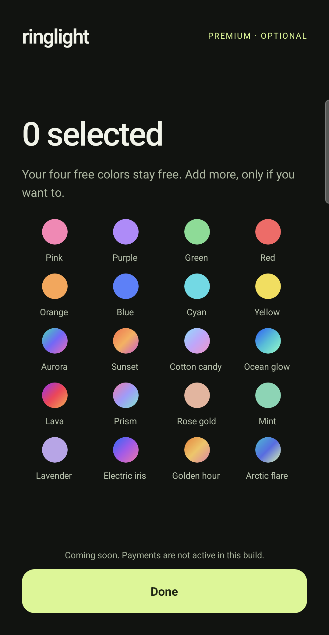 Ringlight color controls